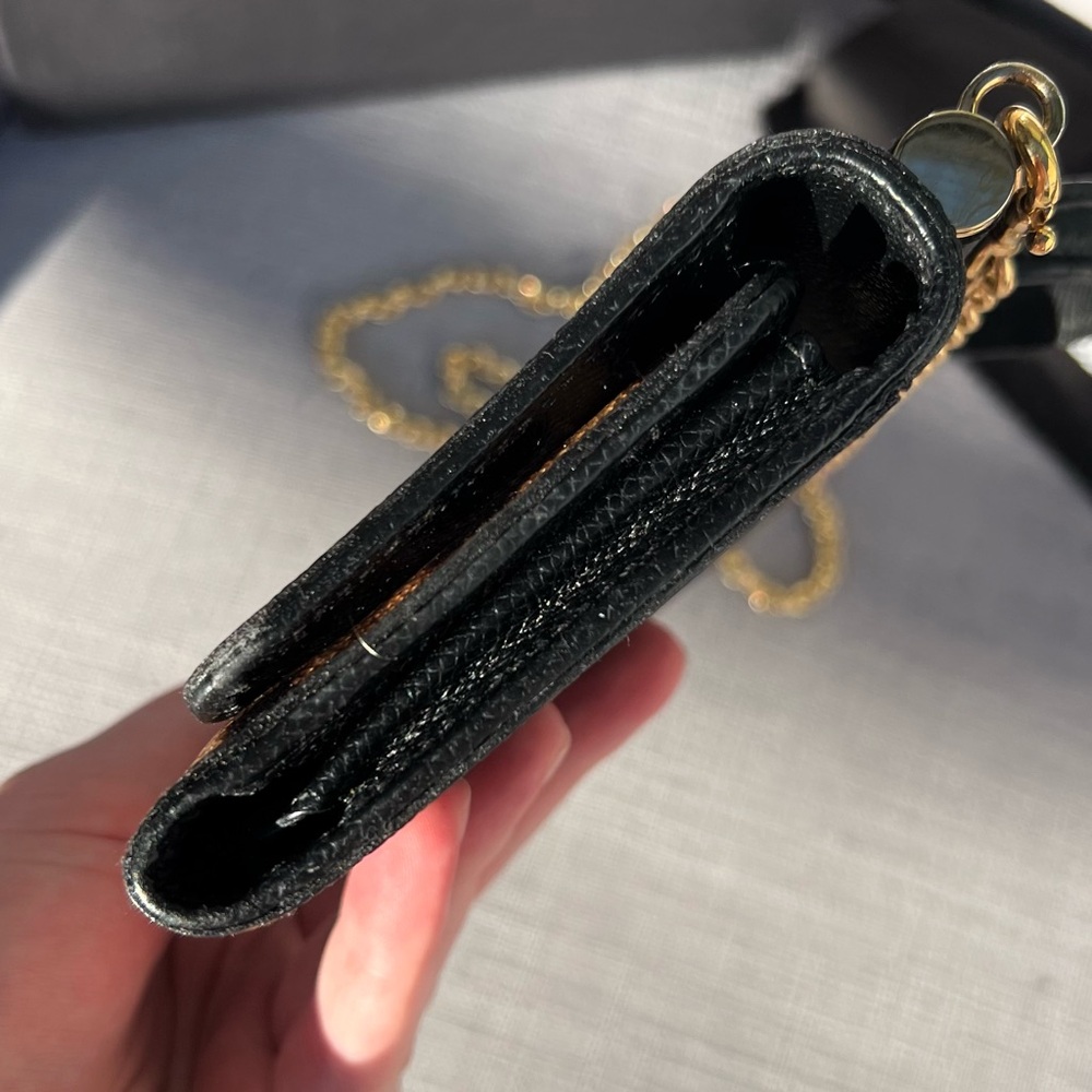 DOLCE GABBANA Dauphine Leopard Print Mini Miss Sicily Chain Wallet Brown Black - Picture 11 of 11